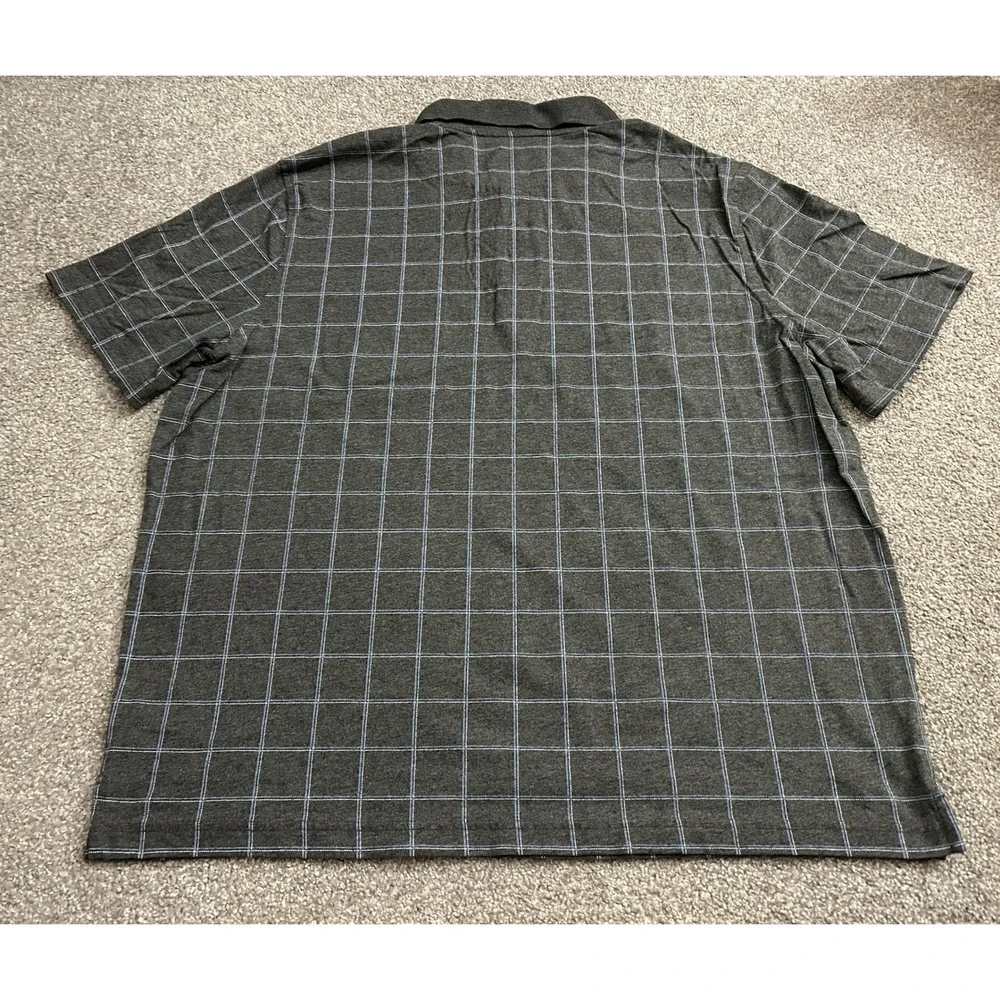 George Polo‎ Shirt Mens XL Gray Blue Windowpane Excellent Short Sleeve Pocket